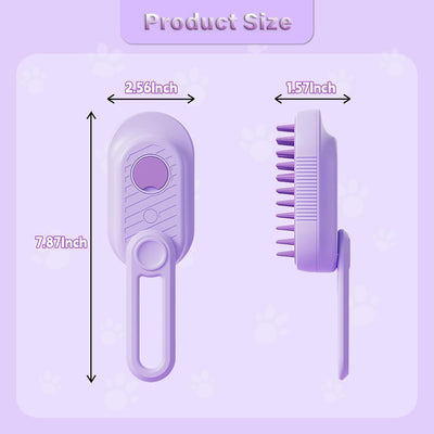 Cat Steam Brush For Shedding 3 In 1 Cat Steamy Brush Cleanser With Foldable Handle Pet Spa Brush For Cats Dogs Defur Comb For Cats Steam Brush For Cats Pet Spray Hair Removal Comb